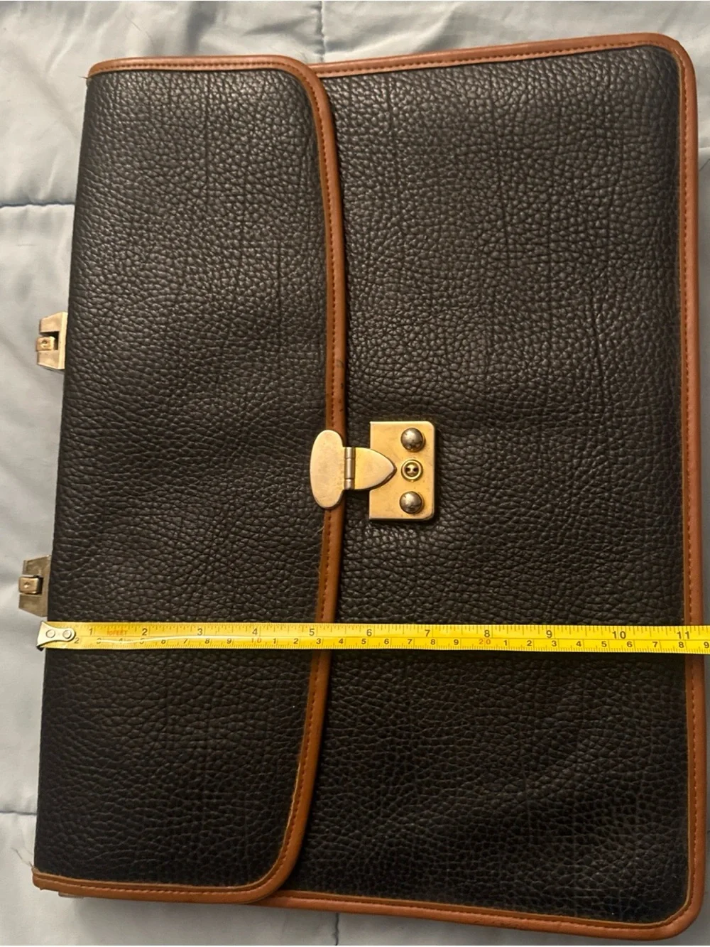 Vintage Dooney & Bourke Vintage Black AWL Leather Briefcase British Tan Trim